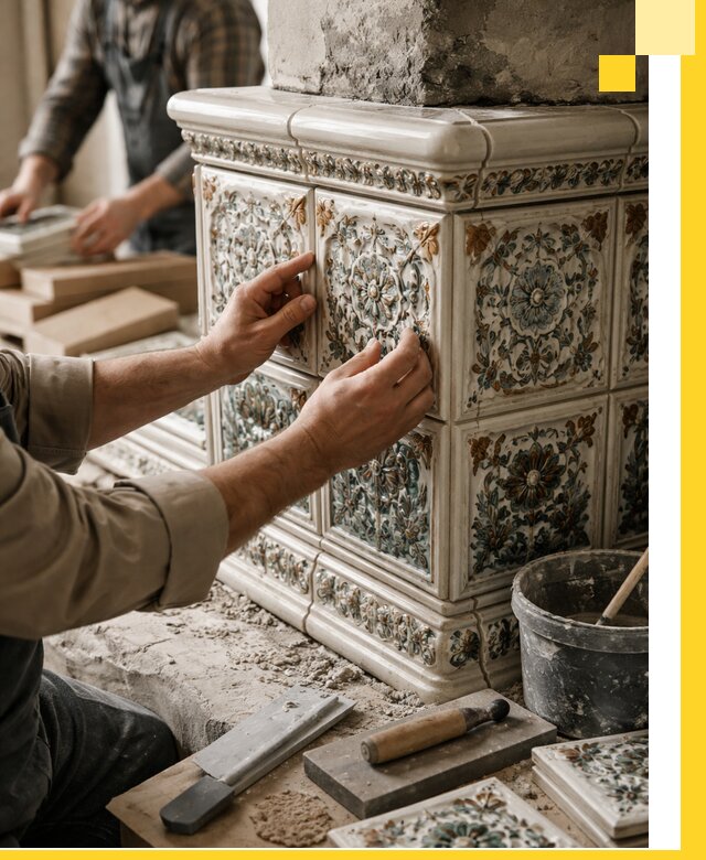 Изразцовые камины под ключ в Гулькевичах: проект и монтаж