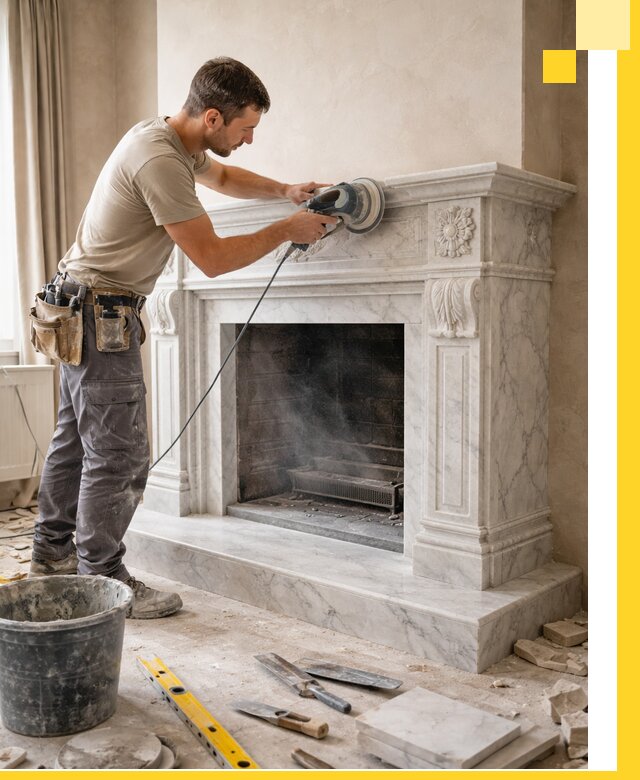 Изготовление и установка мраморных каминов в Гулькевичах под ключ