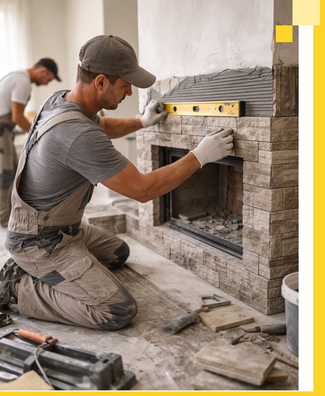 Облицовка каминов в Гулькевичах, монтаж и отделка натуральным камнем