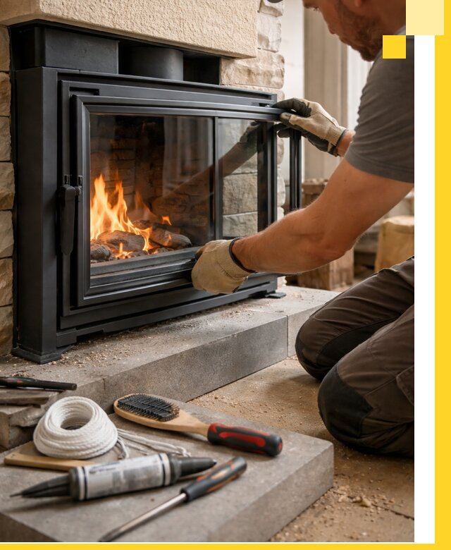 Производство, монтаж и доставка каминов со стеклом в Гулькевичах