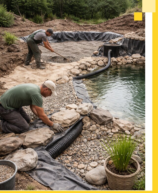 Строительство природных бассейнов и озер в Гулькевичах под ключ