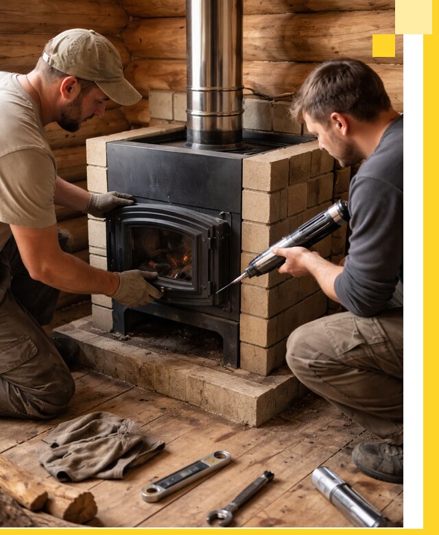 Монтаж и установка печи в бане под ключ с гарантией в Гулькевичах