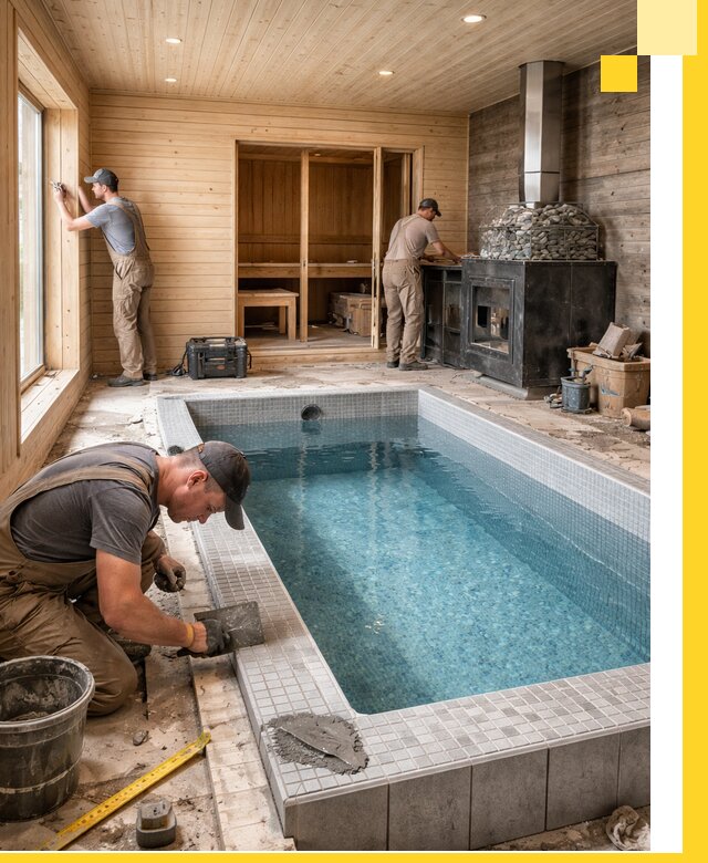 Проект бани с бассейном и сауной в Гулькевичах под ключ