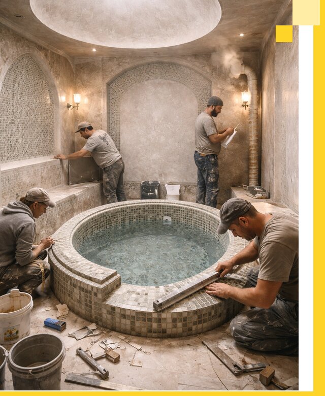 Профессиональное строительство хамама с бассейном в Гулькевичах под ключ