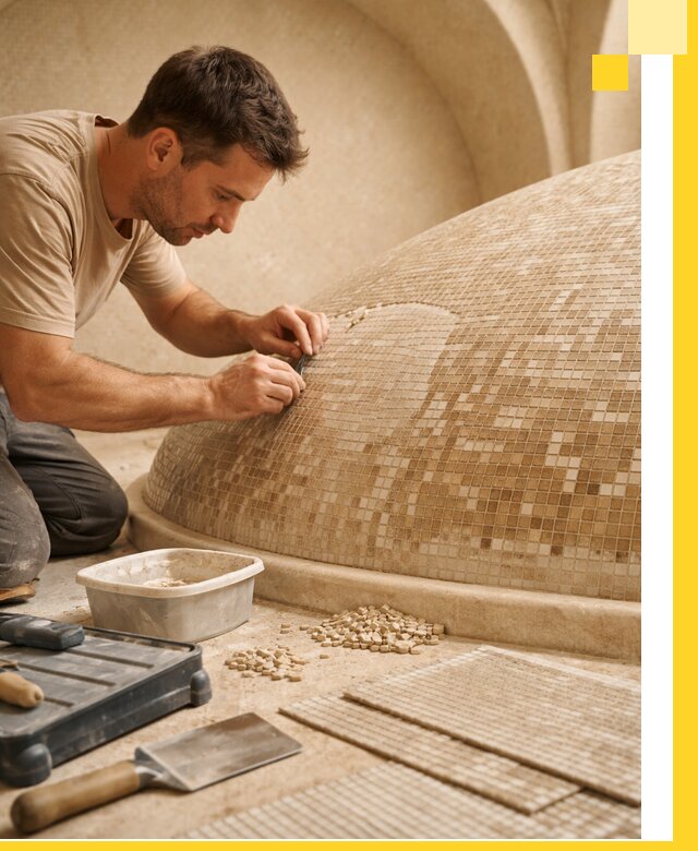 Профессиональная укладка мозаики для хамама под ключ в Гулькевичах