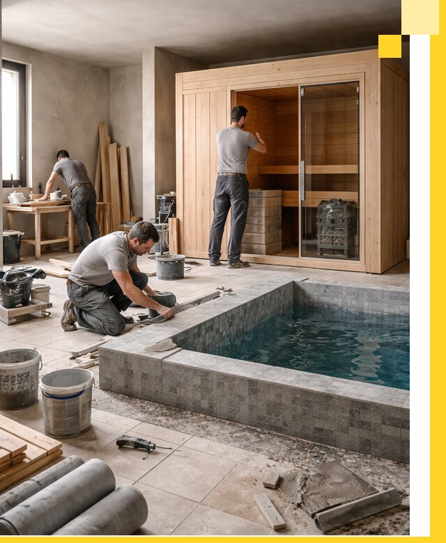 SPA зоны под ключ с бассейном сауной и печью в Гулькевичах